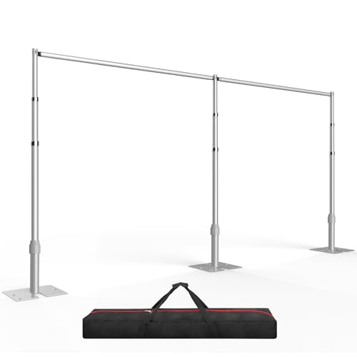 EMART Backdrop Stand Heavy Duty 10ftx20ft, Adjustable Pipe and Drape Photo Background Support Kit, Metal Frame with Flat Base for Wedding Birthday Party Banquet Decorations - color: Silver, size: 10x20FT