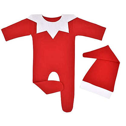 Christmas Newborn Baby Photo Shoot Props Outfits Crochet Clothes Santa Claus Red Hat Pants Photography Props - color: Red White