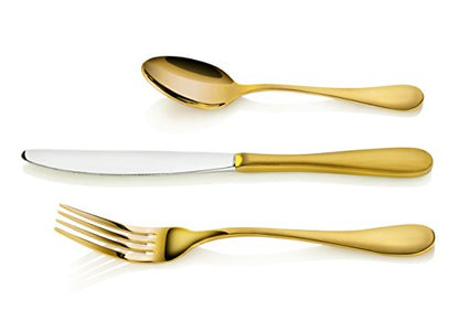 Artaste 56907 Rain 18/10 Stainless Steel Flatware 36-Piece Set, Gold Finish, Service for 12 - color: Gold