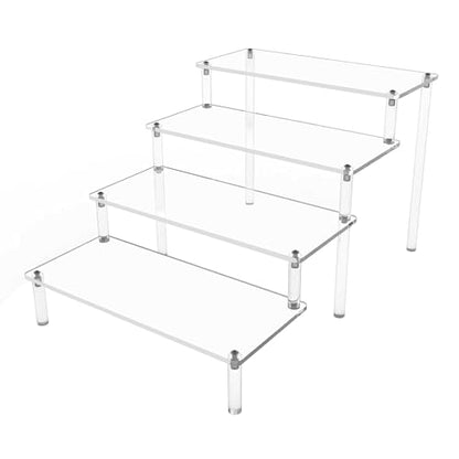 Acrylic Risers for Display 1 Pack 4 Tier Acrylic Display Risers Perfume Stand, Clear Cupcake Display Stand Holder for Perfume Figures Cupcake Dessert 9 IN