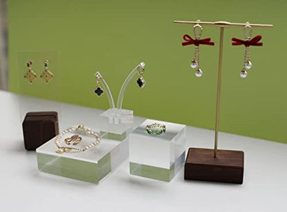 Transparent earring display riser, clear acrylic display jewelry risers, small ring holder tray risers for decor【3.15 L x3.15 W x1.18 H inch】 - size: 3.15 L X3.15 W X1.18 H Inch