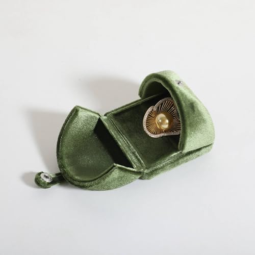 Green Velvet Jewelry Ring Box, Soft Lined Jewelry Display Holder with Luxury Design, Elegant Ring Storage Case for Women【Ring Storage, Green】