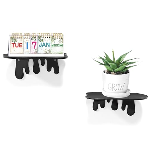 SetGame 2-Pack Acrylic Small Wall Shelves - 7 Inch Floating Shelf for Walls, Home Wall Display Ledges for Storage, Room Décor, Small Album & Items Organizer Display Dripping Wall Decor - color: Black, size: 7 Inch