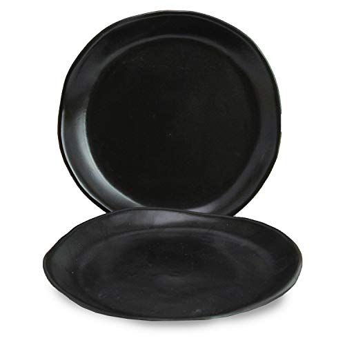 RoRo 7" Hand Made Ceramic Appetizer Plates – Matte Black Stoneware, Set of 2 Modern Minimalist Design, Perfect for Tapas, Sushi, Bruschetta, Microwave, Oven & Dishwasher Safe - size: 7 inches