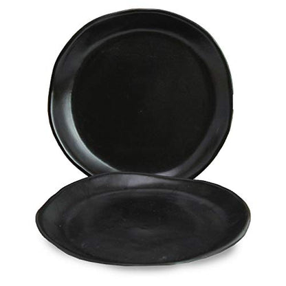RoRo 7" Hand Made Ceramic Appetizer Plates – Matte Black Stoneware, Set of 2 Modern Minimalist Design, Perfect for Tapas, Sushi, Bruschetta, Microwave, Oven & Dishwasher Safe - size: 7 inches