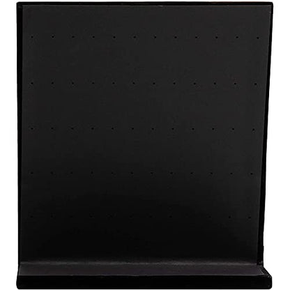 Jewelry Organizer Stand - Black Velvet L-Shape, 9.9 x 7.9 x 4 in - 60 Pre-Punched Holes Earring Display & Jewelry Storage Organizer - Tabletop Rack for Stud & Dangle Earrings