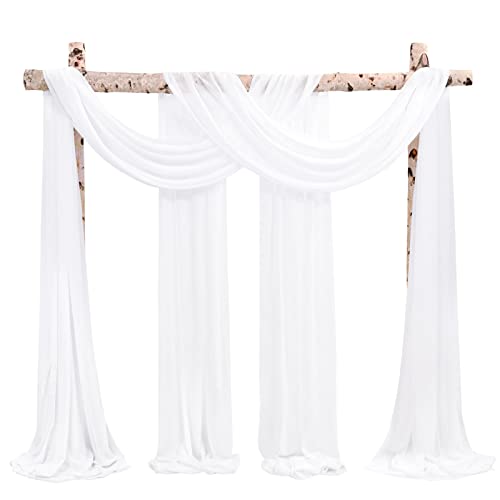 Wedding Arch Draping Fabric,4 Panels 28" x32ft Cream White Wedding Arch Drapes for Ceremony Chiffon Fabric Drapes Arbor Drapery Wedding Arch Decorations for Reception Sheer Backdrop Curtains for Party - color: Cream White, size: 28"W x 385"L (Pack of 4)
