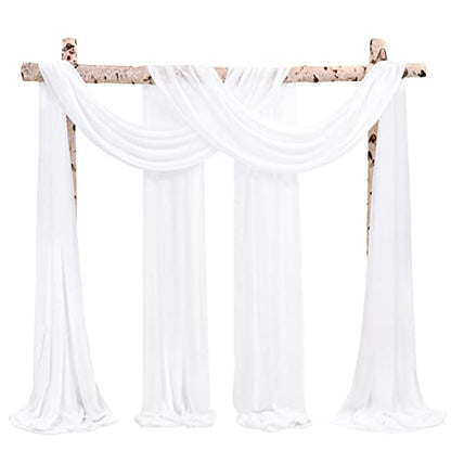 Cream White Wedding Arch Drapes, 2 Panels 28" x 20ft Chiffon Fabric Drapes for Ceremony & Reception - color: Cream White, size: 28"W x 240"L (Pack of 2)