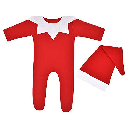 Christmas Newborn Baby Photo Shoot Props Outfits Crochet Clothes Santa Claus Red Hat Pants Photography Props - color: Red White