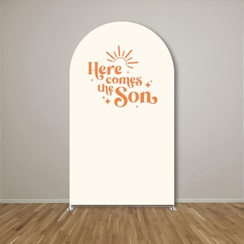 Arch Backdrop Cover Here Comes The Son Baby Shower Double-Sided Arch Spandex Cover Sun Sunrise Rainbows Birthday Party Fiesta Decorations Supplies (4X7.2ft,G-3832) - color: G-3832, size: 4X7.2ft