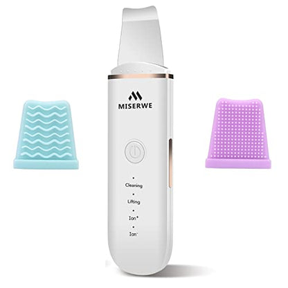 Skin Scrubber Face Skin Spatula Facial Scrubber Spatula for Deep Cleansing Blackhead Remover Pore Cleaner with 4 Modes (White) - color: White