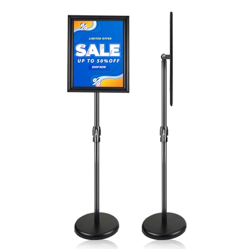Sign Holder Stand - 8.5 ×11 inch Standing Display Sign Stand, Adjustable Poster Sign Holder Heavy Duty Pedestal Floor Sign Stand, Snap Open Frame for Vertical & Horizontal View, Black (Black, 8.5x11 1-Pack) - color: Black, size: 8.5x11 1-Pack