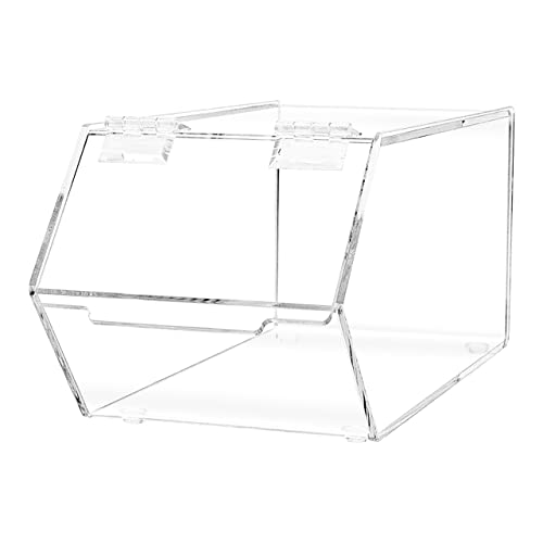 Marketing Holders Clear Acrylic Food Storage Bin with Hinged Lid for Ice Cream Toppings 5" x 11" Candies Nuts Granola Cereal and Wrapped Snacks Caddy - size: Candy Bin-Medium