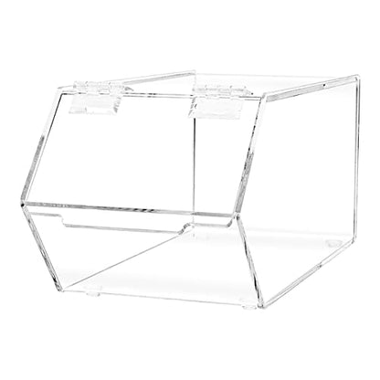 Marketing Holders Clear Acrylic Food Storage Bin with Hinged Lid for Ice Cream Toppings 5" x 11" Candies Nuts Granola Cereal and Wrapped Snacks Caddy - size: Candy Bin-Medium