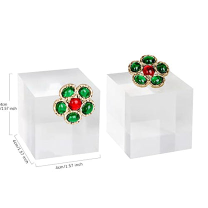 2pcs Acrylic earring display risers, Jewelry display riser stand, clear ring risers for display selling【2pcs 1.57 L x1.57 W x1.57 H inch】 - size: 1.57 L x1.57 W x1.57 H inch 2pcs