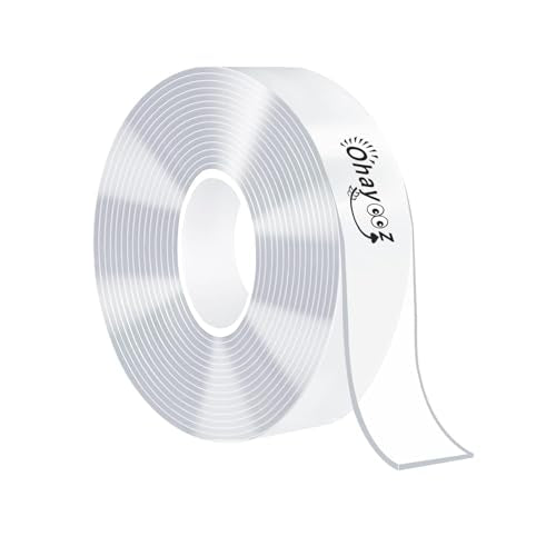 Ohayooz® Extra Strong Double Sided Tape Heavy Duty Removable 10FT, Clear Sticky Nano Adhesive Wall Tape for Hanging Picture, Poster, Carpet, Photo Deco - size: 10 Feet Set of 1