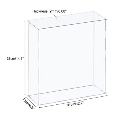 MECCANIXITY Acrylic Display Case Plastic Box Cube Storage Box Clear Assemble Showcase 12.2x4.3x14.1 Inch for Collectibles - size: 12.2x4.3x14.1 Inch