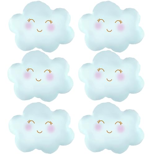 Cloud Balloons Blue Cloud Foil Balloons for Birthday Themed Party Decorations Supplies 6PCS - color: Blue