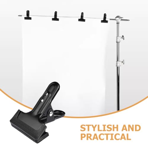 4pcs Dark Gray Cold-Rolled Steel Backdrop Cloth Clamps Photography Background Clips Heavy Duty Fixing Clamps for Studio and Photo Shoot Equipment