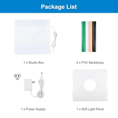 Photo Light Box, Mini Photo Studio Light Box, 12"x12" Portable Folding Photography Light Tent kit with CRI >97 144 LED Light 3600lm 5500k & 4 Backdrops for Jewelry/Watches/Small Size Products - size: 12*12*12inch