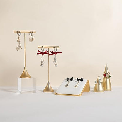 Velvet earring display stands for selling, White earring holder, Gold Jewelry studs organizer【White】 - color: White