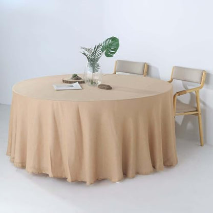 Efavormart 120" Natural Premium Faux Linen Round Tablecloth | Textured Wrinkle Free Tablecloth - color: Natural, size: 120" (Round)