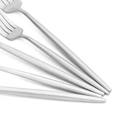 Matte Silverware Set, Oliviola 40-Piece Stainless Steel Flatware Cutlery Set Service for 8, Satin Finish Kitchen Utensil Set, Dishwasher Safe - color: Silver, size: 40-piece