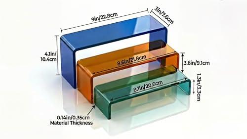 Acrylic Display Risers 2 Sets 3 Tier Cupcake Stand for Dessert Jewelry Pop Figures Shelves Retail Shoe Showcase (Mix Colors) - color: Mix Colors