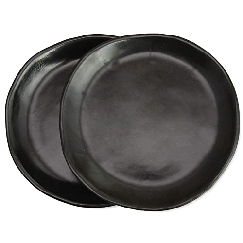 RoRo 7" Hand Made Ceramic Appetizer Plates – Matte Black Stoneware, Set of 2 Modern Minimalist Design, Perfect for Tapas, Sushi, Bruschetta, Microwave, Oven & Dishwasher Safe - size: 7 inches