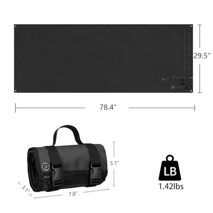 Outdoor Camping Tactical Training Shooting Mat Anti Slip Pad, Waterproof and Moisture-Proof Folding Mat Picnic Blanket Portable with Carry Strap - color: Black
