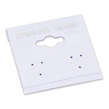 The Display Guys 100-pc Earring Cards for Selling - Jewelry Hanging Earring Display Cards, Earring Holder Cards (White Flocked w/Sterling Silver Label, 1.5 x 1.5) Fit 3 Pairs - color: White Sterling Label, size: 1.5" X 1.5"