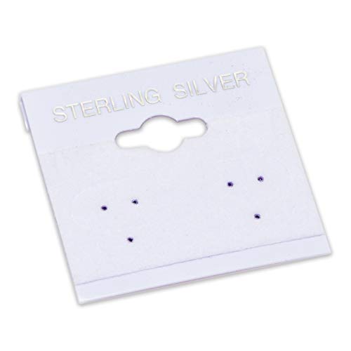 The Display Guys 100-pc Jewelry Display Hanging Earring Cards (White Flocked w/Sterling Silver Label, 2 x 2) Fit 3 Pairs - color: White Sterling Label, size: 2" X 2"