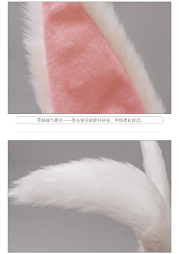 Faylay Cosplay Women Plush Furry Bunny Ears Headwear Accessory Rabbit Headband - color: Hbc-2-white