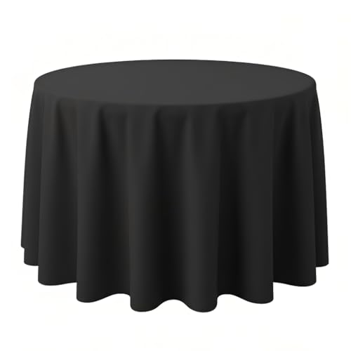 Surmente Black Tablecloth for Round Tables, 108-inch Round Table Cloths for Weddings, Banquets, or Restaurants - color: Black, size: 108" (Round)