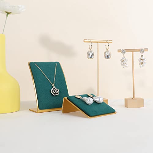 Gold earring stands and displays for show, Green velvet earring holders, Jewelry display stands for selling【Green】 - color: Green