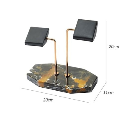 Jewelry Towers Light Luxury Marble Double Position Watch Organizer Stainless Steel Watch Display Props Creative Watch Tray Jewellery Stand Display(White) - color: White