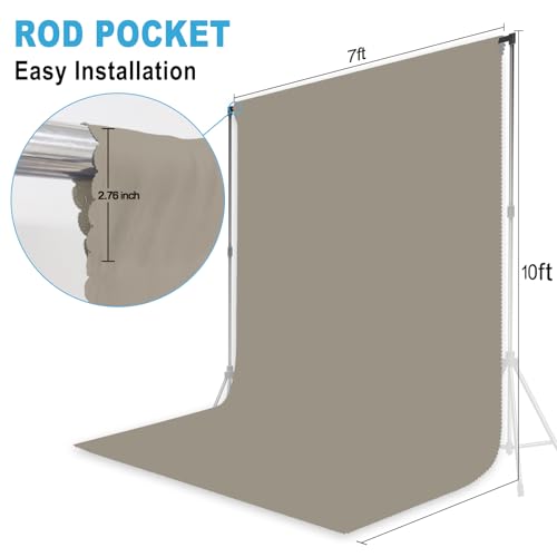 Grey Backdrop for Photoshoot, Professional Photo Backdrop Background Curtain for Product Photography, Portraits, Wedding, Party, Live Streaming Video Recording 7X10 FT - color: Grey, size: 7X10 FT