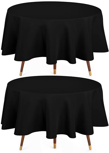 Utopia Kitchen Round Table Cloth 2 Pack(70 Inches, Black), Tablecloth Machine Washable, Polyester Table Cover for Dining, Buffet Parties, Picnics, Events, Weddings and Restaurants - color: Black, size: 2 Pack 70 Inch Tablecloth
