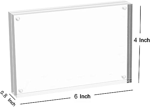 Meetu Acrylic Picture Frame 4x6,Clear Freestanding Double Sided 20mm Thickness Frameless Magnetic Photo Frames Desktop Display with Gift Box Package(1 Pack) - size: 4x6"(1 Pack)