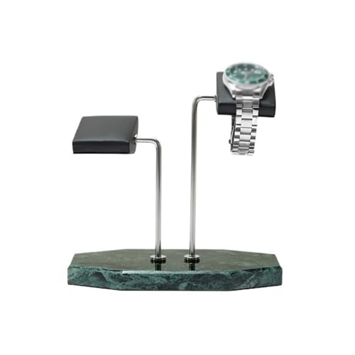 Jewelry Towers Light Luxury Marble Double Position Watch Organizer Stainless Steel Watch Display Props Creative Watch Tray Jewellery Stand Display(Green) - color: Green