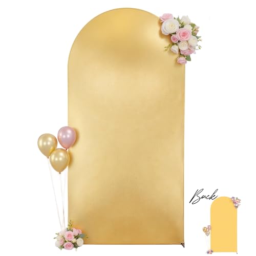 Wedding Arch Backdrop Cover, 6FT Gold Yellow Arch Cover Stretchy Backdrops, Double-Sided Arch Stand Covers for Wedding Ceremony, Baby Shower, Birthday Party Decoration - color: Gold+Yellow, size: 6FT