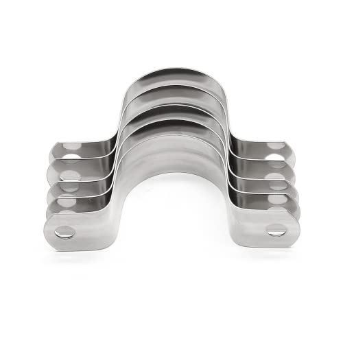 10Pcs 1-9/16 Inch Stainless Steel Conduit Clamps, Two Hole Strap U Bracket Rigid Pipe Strap Metal U Clamp Conduit Strap Tension Clips U-tube Clamp Heavy Duty - size: 1-9/16“ / 40mm(10Pcs)