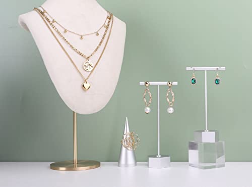 Metal 2pcs Earring T Stand Silver Retail Display Holder for Show, White T Bar Jewelry for Online Store Photography 【Silver-Hexagon Base 2pcs Height 4.5" and 5.3"】 - color: C1/Silver Hexagon Base 2pcs Height 4.5" and 5.3"