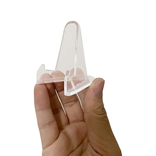 50 PCS Acrylic Display Holder Clear Display Easel Stands for Coins Capsules Phone Medals Stones Cards (Small) - size: 50 PCS / 1.4"