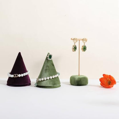 Velvet Earring T Bar Stand Jewelry Display, Earring Display Holder for Selling, Jewelry Storage Organizer【Green】 - color: Green