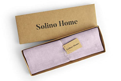Solino Home Linen Placemats Set of 4-100% Pure Linen Chambray Lavender Cloth Placemats 14 x 19 Inch for Spring, Summer - Athena - color: 03: Lavender Chambray, size: 14" X 19" (Set of 4)