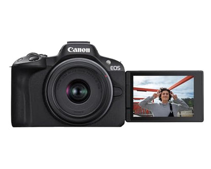 Canon EOS R50 Mirrorless Camera RF-S18-45mm F4.5-6.3 is STM Lens Kit, 24.2 Megapixel CMOS (APS-C) Sensor, 4K Video, Vlogging, Content Creation, Photography, Digital Camera, Black - color: Black, style: EOS R50 w/RF-S18-45mm