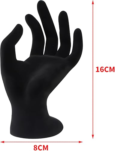 Hand-Shaped Jewelry Display Stand - 7-Inch Black Velour Holder for Rings, Bracelets & Photo Props
