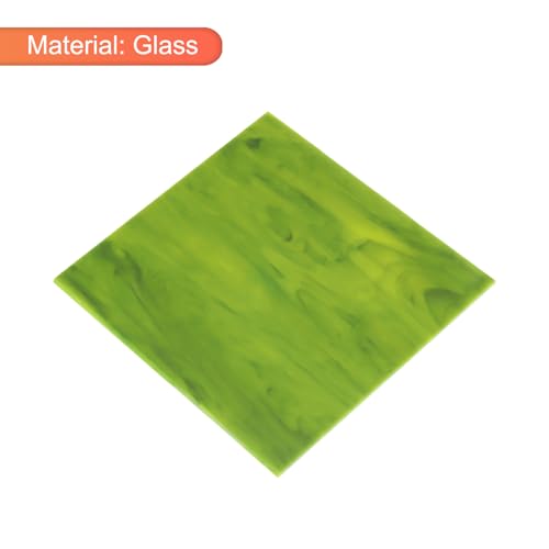 MECCANIXITY Stained Glass Sheet Mosaic Tile 3.9 Inch x 3.9 Inch Green Stained Glass Sheets for Crafts DIY, Art Project - color: Green