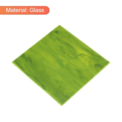 MECCANIXITY Stained Glass Sheet Mosaic Tile 3.9 Inch x 3.9 Inch Green Stained Glass Sheets for Crafts DIY, Art Project - color: Green